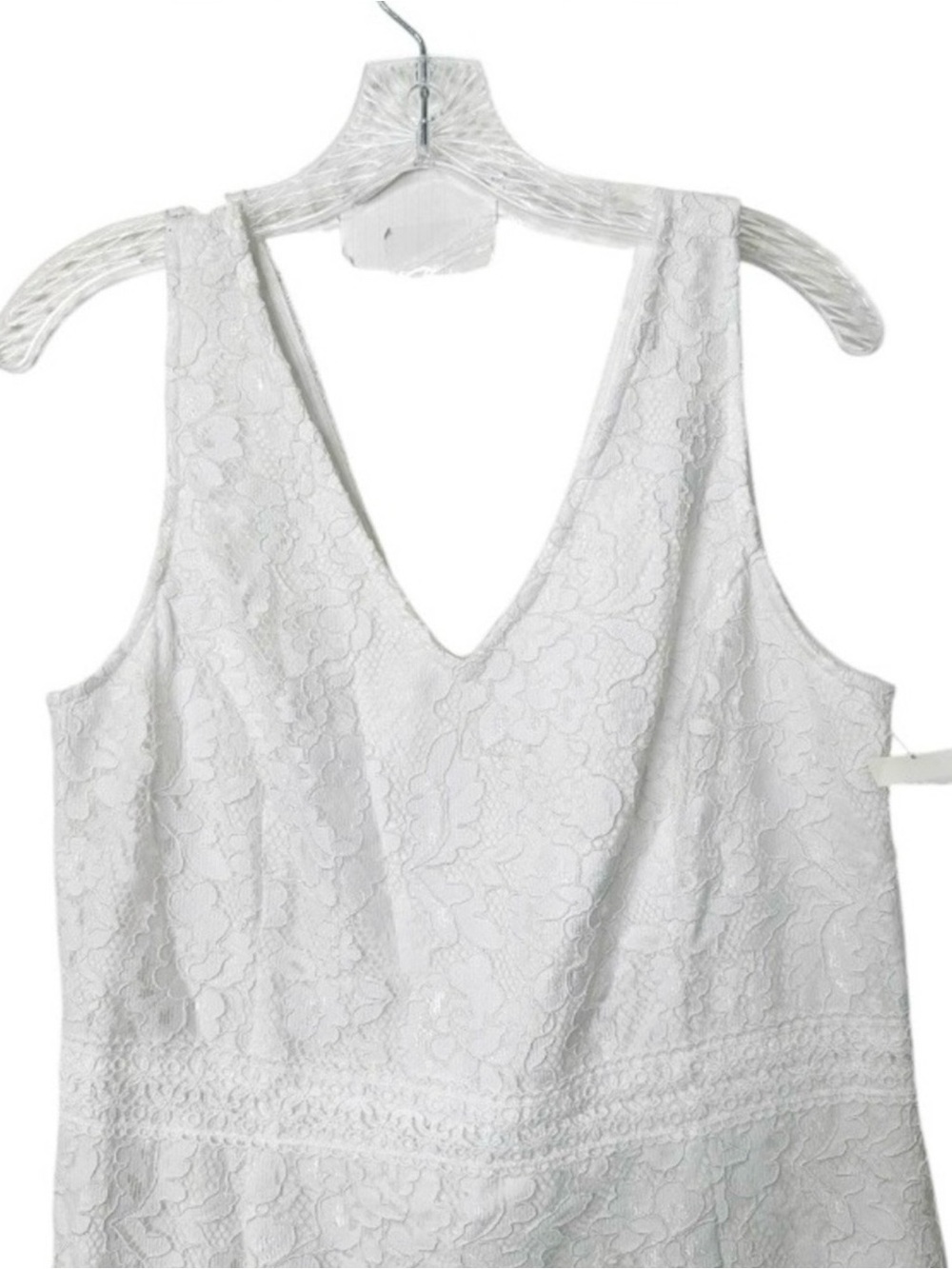 NWT NANETTE LEPORE Optic White Lace Sleeveless V-Neck Midi Dress Sz. 14 - Picture 3 of 6